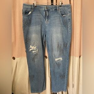 Style & Co. Women's Light Blue Distressed Boyfriend Jeans